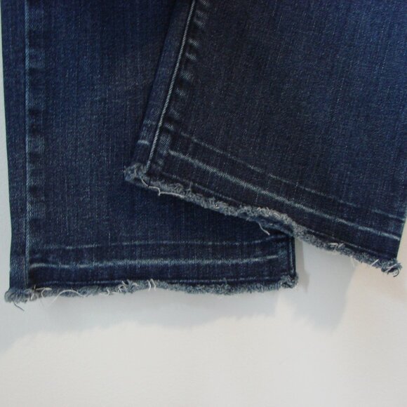 NYDJ Jeans Marilyn Straight Leg Ankle Raw Hem Stretch Lift Tuck Dark Wash Size 6 - Picture 11 of 16